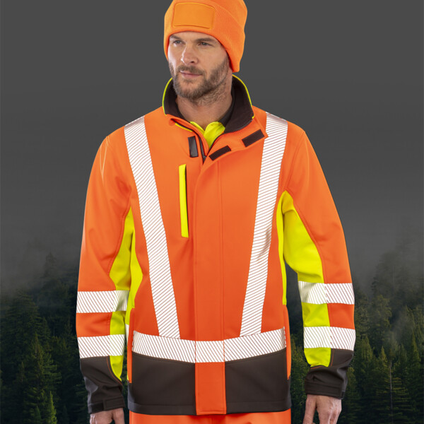Result Recycled Three Layer Printable 3-Tone Safety Soft Shell Jacket Thumbnail
